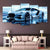 Futuristic Supercar 5‑Panel Canvas | Silver Concept Speed | Exective Decor
