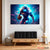Neon American Football Canvas Wall Art | Futuristic Gridiron Runner | Exective Decor