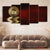 Bitcoin Crimson Ledger 5‑Panel Canvas – Gold Coin Wall Art | Exective Decor