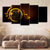 Bitcoin Golden Pulse 5‑Panel Canvas – Luxury Wall Art | Exective Decor