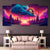 Bitcoin Neon Sunrise 5‑Panel Canvas | Exective Decor