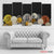 Bitcoin & World Coins 5‑Panel Canvas – Money Wall Art | Exective Decor