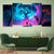 Cosmic Tree of Light 5 Panel Wall Art – Neon Blue & Magenta Canvas Set Exective Decor