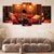 Cozy Autumn Reading Nook 5 Panel Wall Art – Candles, Pumpkins & Warm Glow Canvas Set Exective Decor
