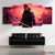 Crimson Sakura Ronin 5 Panel Wall Art – Katana Samurai Canvas Set Exective Decor