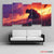 Ember Sunset Warrior 5 Panel Wall Art – Silhouette Canvas Set Exective Decor