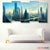 Futuristic Blue Skyline 5‑Panel Wall Art | Exective Decor