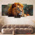 Golden Mane Guardian 5‑Panel Lion Canvas | Exective Decor