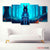 Kitsune Forest Glow 5 Panel Wall Art – Blue Mist Anime Canvas Set Exective Decor