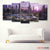 Lilac Sunset Futuristic City 5‑Panel Wall Art | Exective Decor