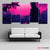 Neon Ninja Skyline 5 Panel Wall Art – Magenta Night Canvas Set Exective Decor