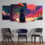 Neon Sunset Wanderer 5 Panel Wall Art – Anime Skyline Canvas Set Exective Decor