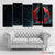 Red Moon Ninja 5 Panel Wall Art – Dark Anime Canvas Set Exective Decor