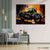 Teal Motorcycle Canvas Wall Art | Orange Glow Street Illustration | Exective Decor