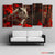 White Wolf in Crimson Leaves – 5 Panel Canvas | Exective Decor