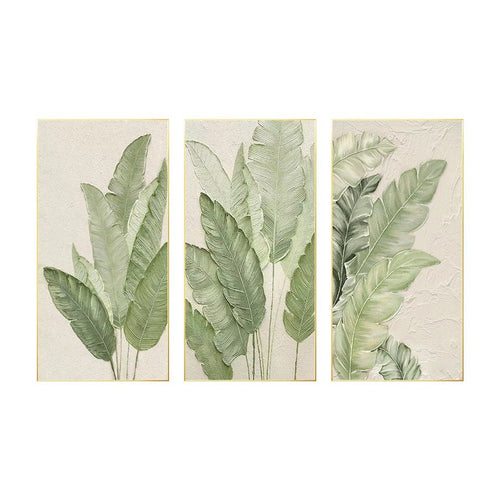 Set of 3 banana leaf painting,Sage green art,Tropical wall artwall artexectivedecorSet of 3 banana leaf painting,Sage green art,Tropical wall art